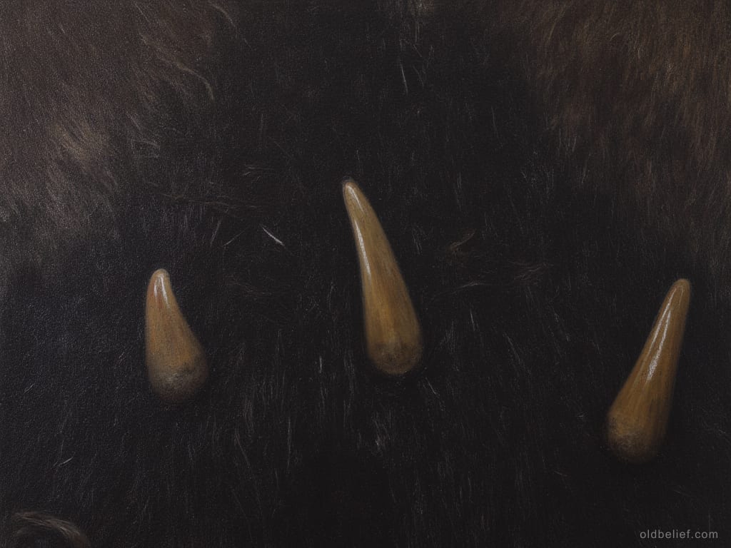 Close view of a coarse mane with three thicker spines standing out among the rest